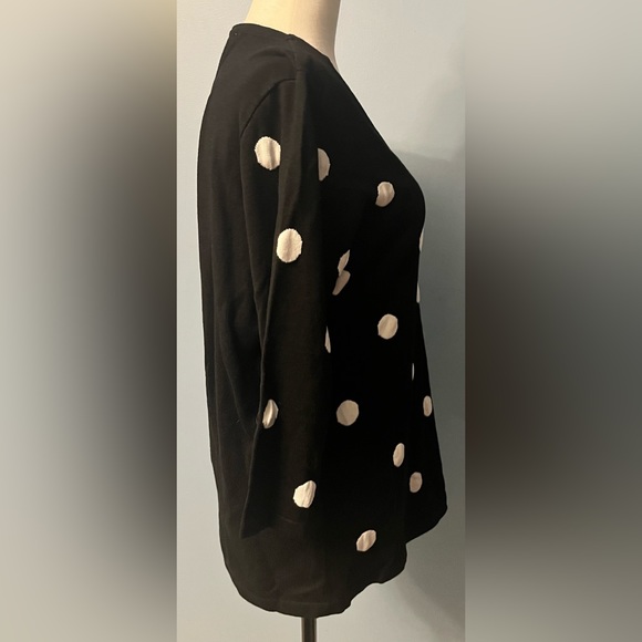 Nygard Black/Cream Top in Pokadots and Stripes!! So Much Fun To Wear!! - Picture 9 of 10